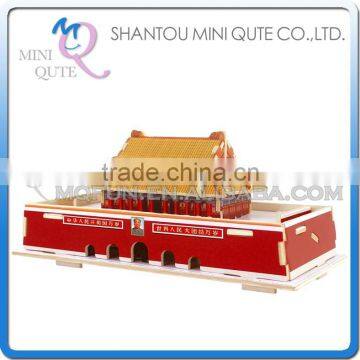 Mini Qute 3D Wooden Puzzle China TIANAN MEN world architecture famous building Adult kids model educational toy gift NO.MJ213