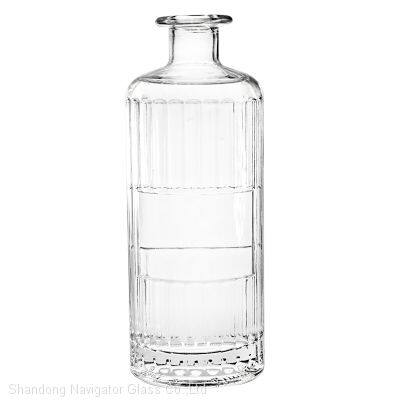 750Ml Bespoke Silk Screen Decal Printing Spraying Embossing Logo Black Vodka Gin Rum Whiskey Whisky Glass Bottle