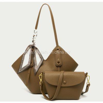 Female Lychee Pattern Senior Sense Large Capacity One-shoulder Tote Bag Two-piece Set photo-5