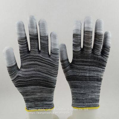 polyester knitted PU fingers coated safety work gloves