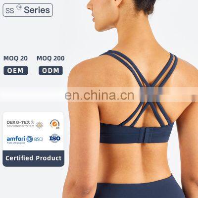 Latest Style Women Fitness Hight Strength Sports Bra Active Wear Sexy Workout Bra With Seamless Buckle