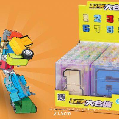 Educational Assembling Building Blocks Action Figure Deformation Robots number for children