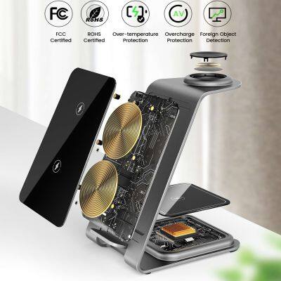 Most Selling Product 5W 7.5W 10W 15W 3 In 1 Wireless Charging Pad Fast Charger Station For Iphone photo-6