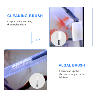 Boxtech Fish Tank Cleaner 6 in 1 Kit,Adjustable Long Handle Aquarium Cleaning Tool Set photo-3