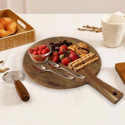Acacia Wood 2 Pack Rectangular Wooden Board Serving Tray