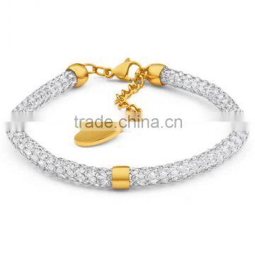 Hot Sale 2016 Gold Plated Stainless Steel Crystal Mesh Bracelet