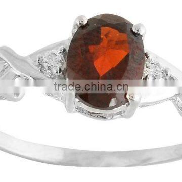 925 Sterling Silver Women Garnet Ring Earring Set photo-2