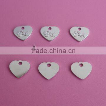 embossed paw logo heart shape pet tags metal