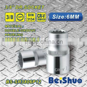 BS-SR3806P12 Dr. 3/8" Drive 12PT chrome vandium socket set Wheel Automobile Nut socket wrench