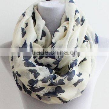 Wholesale Hot Hit New Pattern Butterfly Printing Polyester Cotton Infinity Scarf