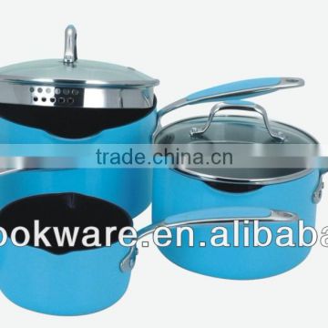 2015 New Products 7PCS High Quality 3.5mm Hard Anodized Aluminium Saucepan Set With Color High Temperature Paint For Wholesale