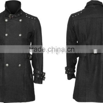 GOTHIC STYLE COTTON COAT WOOL MATERIAL WITH FRONTSIDE BUTTONS