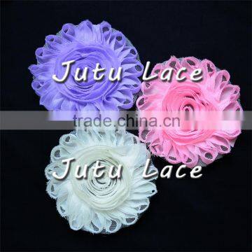 4' Sabby Rose Trim Flower, Chiffon Rose Fabric Flowers, Shabby Flower photo-2