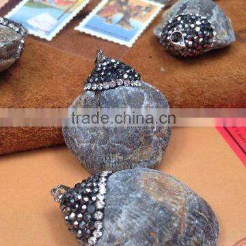 Wholesale Charm Fossilized shell diamond pendant for accessories