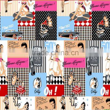 100% Polyester Fabric 75*150D Western Style Plain Printed Fabric