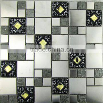 Hot sale metal material stainless steel and reain mosaic tile for kitchen wall