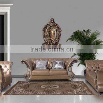 living room style chesterfield sofa / living room modern leather sofa F52