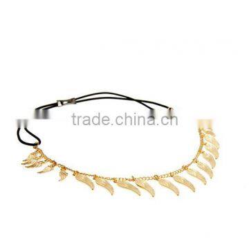 Fashion metal noble gold covered cystal stone metal elastic hair band