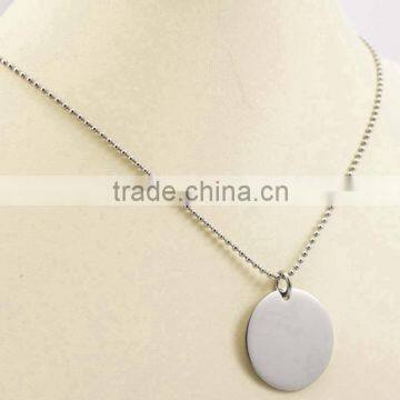 Blank Round Disk Pendant Fashion Ball Chain Necklace photo-2