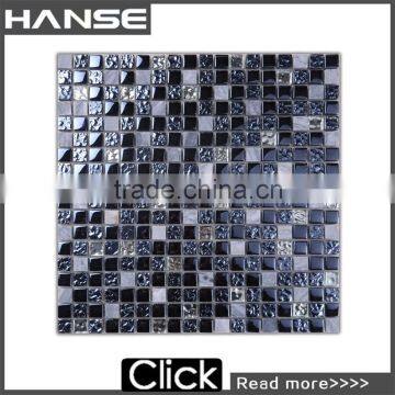 SD020 Hot Sale 15*15 Square Stone Mix Glass Backsplash Tile Mosaic