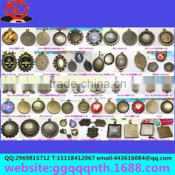 hardware accessory metal bronze antique Alloy round Gem photo base/photo frame for jewelry