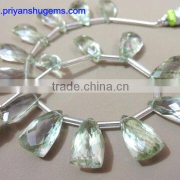 Green Amethyst Elongated Pyramid 8*15 mm 64 Cts Faceted Elongated Pyramid 6" Strand Length Natural Gemstones photo-3