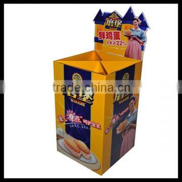 Custom printed yellow Corrugated Cardboard Dump Bin For Food/dump bin display