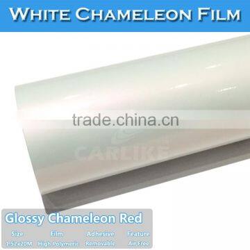 CARLIKE Brand Chameleon Pearl White Glossy PVC Film Red For Car Sticker photo-3