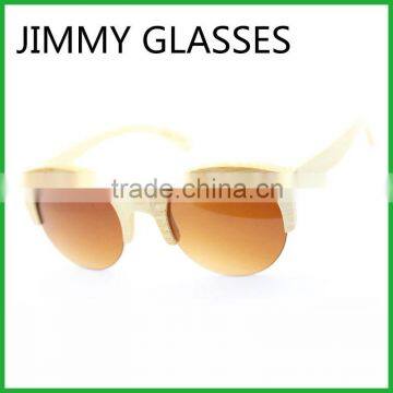 JM595 Gradient Brown CR39 Lens Frame Half Round Bamboo Sunglasses
