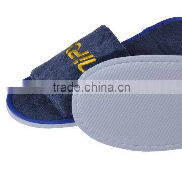 High Quality New Design Cotton Velour Open Toe Hotel Slipper