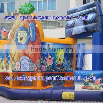 Hot selling SpongeBob inflatable combo party jumper and slide