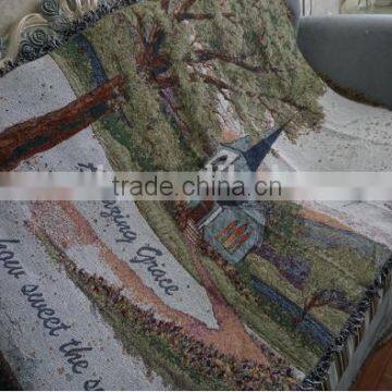 100%cotton yarn dyed jacquard woven decorative sofa throw blanket