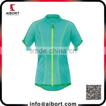 Bright green full zip short sleeve women's fashion cycling jersey