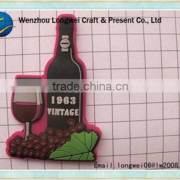 wine bottle shaped pvc rubber fridge magnet material/fruit fridge magnet