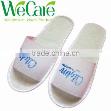 Cheap disposable non woven indoor hotel slippers with logo printed