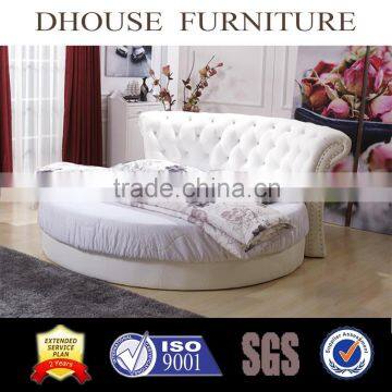 Italian Classic White PU Chesterfield Bed Headboard Design Round Bed A03