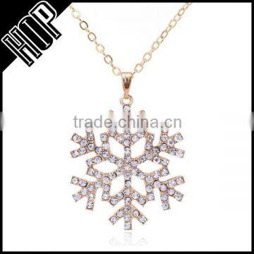 Women fashion jewelry christmas gift alloy silver crystal snowflake bridal necklace