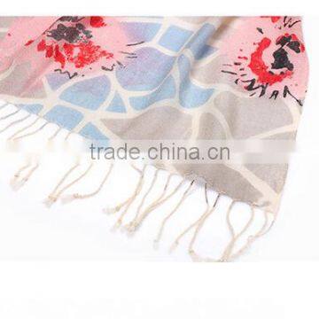 Best Christmas Present Flower Pattern Pure Wool Scarf photo-3