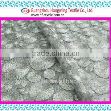 Silver Metallic Different Size Circle Array Designs Cord Embroidery Fabric For Evening Dress High Quality Fills Net