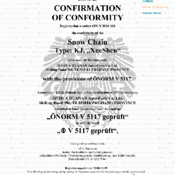 KJ 9mm Onorm certificate