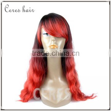 premium synthetic wig long size 22" natural wave synthetic wig hot Ombre 1B/RED machine made top quality synthetic wig