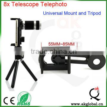 2015 best optical instrument 8x magnification telescope for smartphone cellphone holder and camera phone tripod