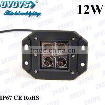 12W 12V Led Work Light with Flush Mount for SUV, Jeep, Offroad High Quality Truck Lights