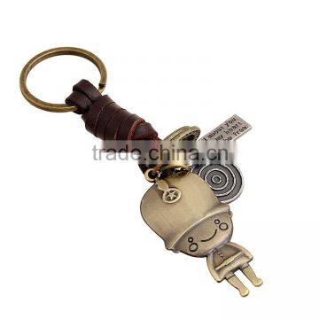 new design custom metal genuine leather little boy punk keyring keychain