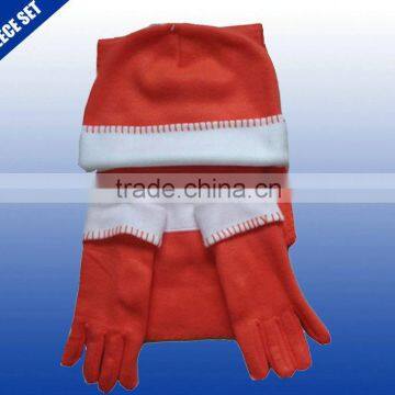 Kinds winter fleece scarf hat gloves knitted polyester sets