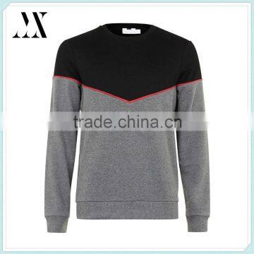 Classic fit crew neck black and grey panelled design sweatshirt