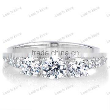 high grade cz Round Cut 3 Stone Promise Ring with 925 silver