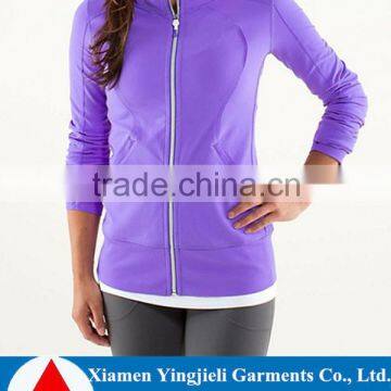 Nylon spandex full front zip women breathable sports gym running active jacket