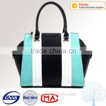 Guangzhou handbag market wholesale bag color strip fashion handbag for ladies