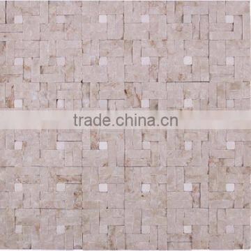 SKY-M051 Woven Grain Pink White Marble Mosaic Tile